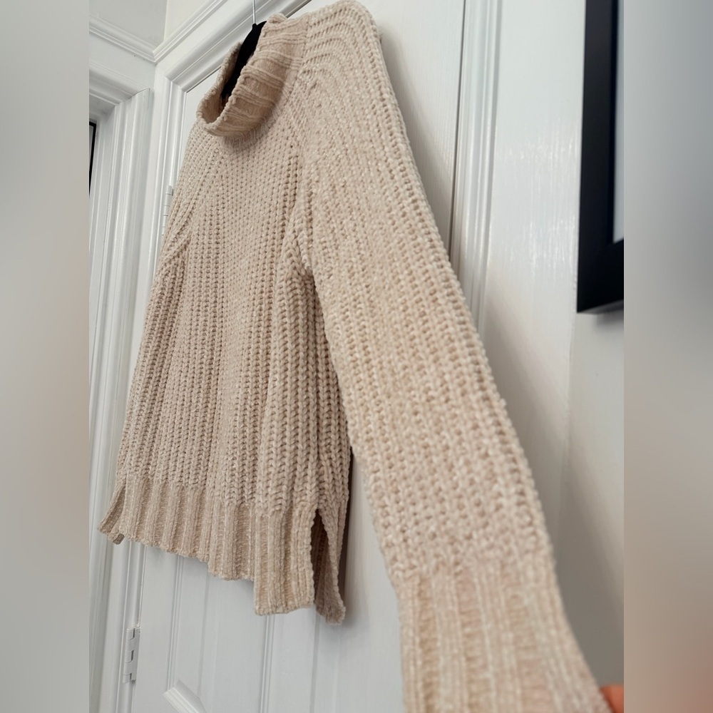 Bella Dahl Cream Chenille Chunky Mock Neck Sweater- Size M - Picture 3 of 14
